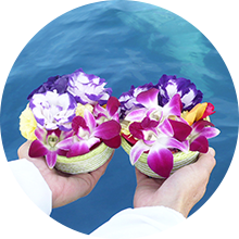 海洋葬業者の流れにおける献花
