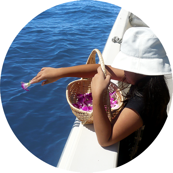 海洋葬合同プランで流れの献花・献酒・献水