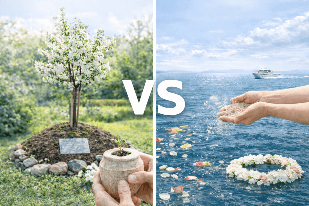 樹木葬と散骨の主な違い