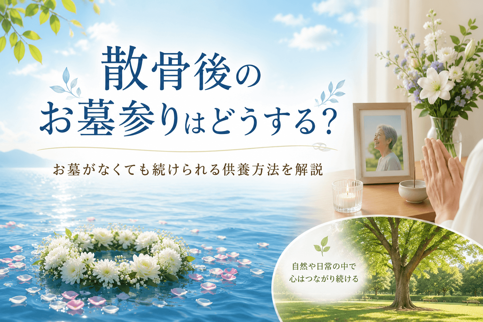 散骨後のお墓参りはどうする？お墓がなくても続けられる供養方法を解説